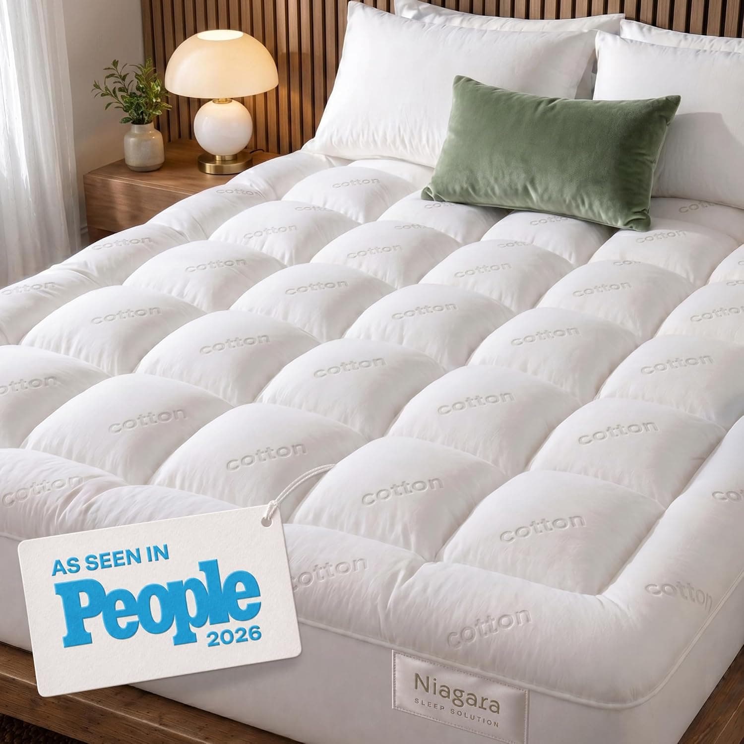 Listing image for Niagara Sleep Solution 100% Cotton Top Queen Mattress Pad, Pillow Top