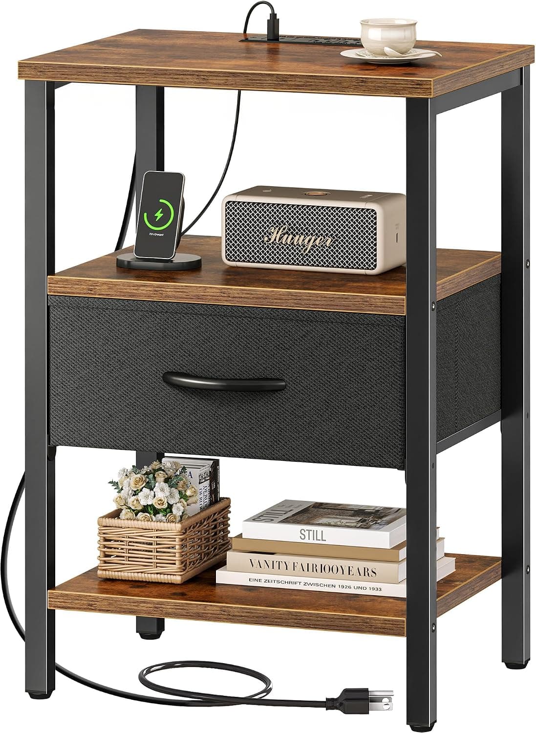 Listing image for SUPERJARE Nightstand with Charging Station, USB-C Port