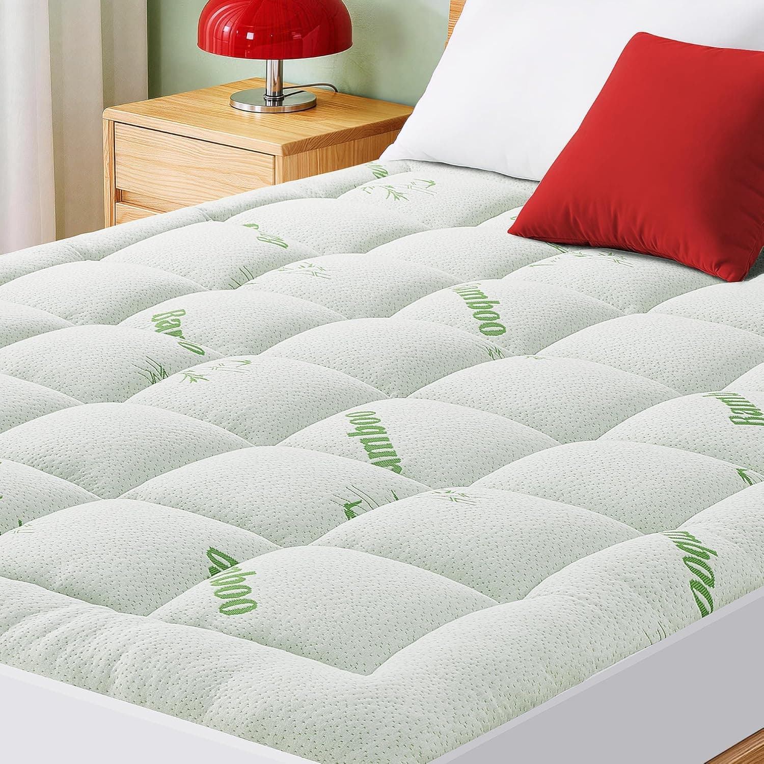 Listing image for Queen Mattress Pad, Viscose Made from Bamboo, Green